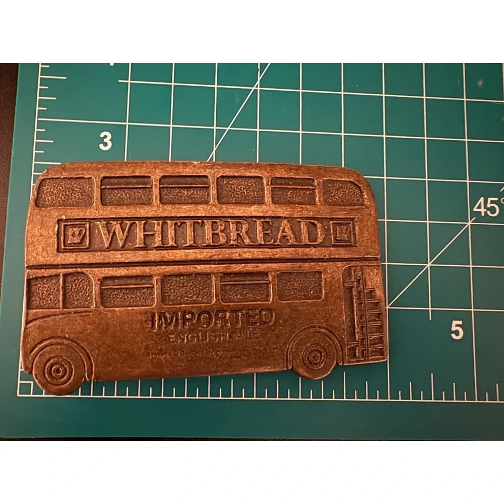 Vintage Whitbread English‎ Ale Double-Decker Bus Belt Buckle Rare Collectible
